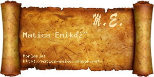 Matics Enikő névjegykártya