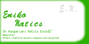 eniko matics business card